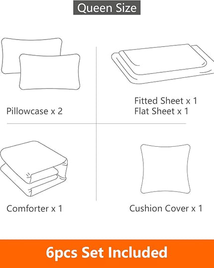 6 Pieces Gaming Bedding Set Queen Size for Boys Gamer Comforter Set for Boys Girls Kids Teens 6 Piece Bed in A Bag Video Game Bedding for Gamer Room Decorative Queen08 - LeafyLoom