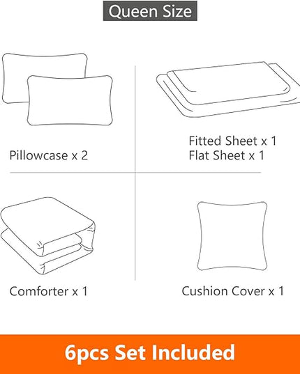 6 Pieces Gaming Bedding Set Queen Size for Boys Gamer Comforter Set for Boys Girls Kids Teens 6 Piece Bed in A Bag Video Game Bedding for Gamer Room Decorative Queen51 - LeafyLoom