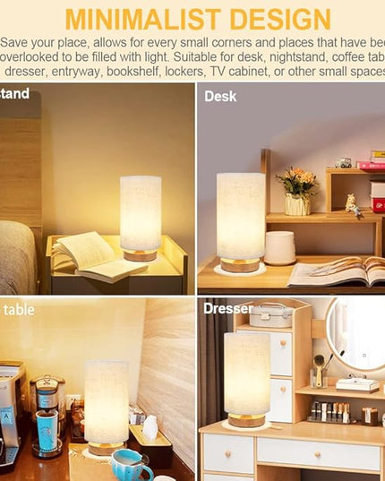 Table Lamp for Bedroom - Small Beside Touch Lamps for Night Stands Home Office - Minimalist Design Warm Light Boho Lamp - Fits in Kids,Living,Nursey Room,College Dorm - Awesome Gift Choice - Set of 2 - LeafyLoom