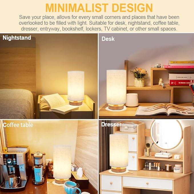 Table Lamp for Bedroom - Small Beside Touch Lamps for Night Stands Home Office - Minimalist Design Warm Light Boho Lamp - Fits in Kids,Living,Nursey Room,College Dorm - Awesome Gift Choice - Set of 2 - LeafyLoom