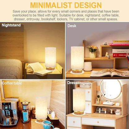 Table Lamp for Bedroom - Small Beside Touch Lamps for Night Stands Home Office - Minimalist Design Warm Light Boho Lamp - Fits in Kids,Living,Nursey Room,College Dorm - Awesome Gift Choice - Set of 2 - LeafyLoom