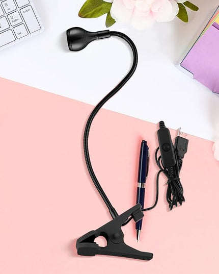 Big Chip 395nm UV LED Light Fixtures with Gooseneck and Clamp Mini Desk Light Clamp Portable Gooseneck for Outdoor Stall Gel Nail Curing, 5V USB Input(Black,1 Piece) - LeafyLoom