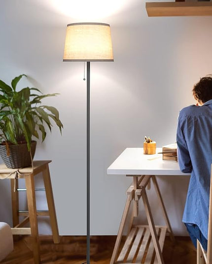 Floor Lamp for Living Room, Modern Standing Lamps with Linen Shade, Simple Design Pole Lamps Tall Floor Lamp for Bedroom, Bulb not Included - LeafyLoom