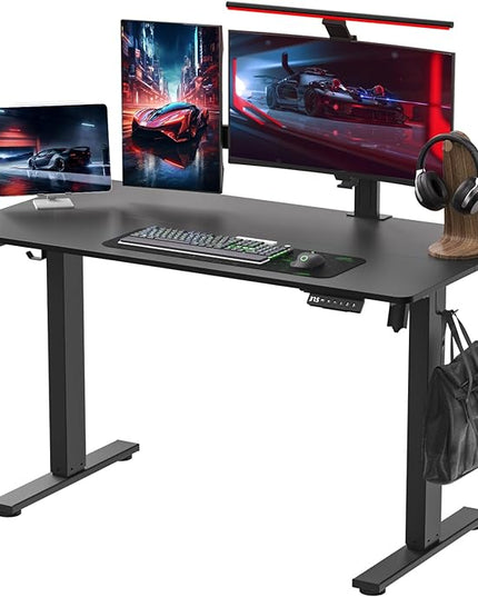 Electric Standing Desk Height Adjustable - 48 x 24 Inches Sit Stand up Desk & Memory Preset Ergonomic Rising Desks for Work, Home Office Workstation Gaming Rising Desk Study Table - LeafyLoom