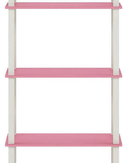 Furinno Turn-N-Tube 5-Tier Multipurpose Shelf / Display Rack / Storage Shelf / Bookshelf, Square Tubes, Pink/White - LeafyLoom