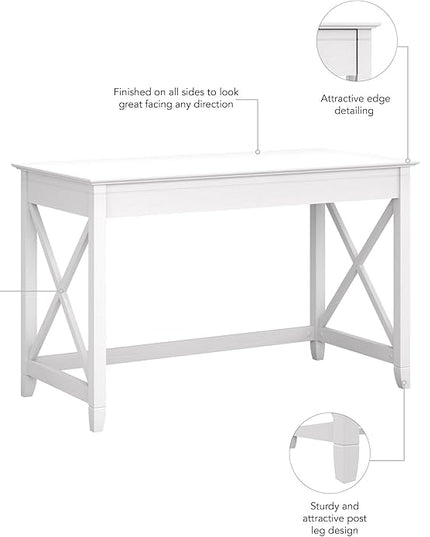 Bush Furniture Key West 48W Writing Desk in Pure White Oak - LeafyLoom