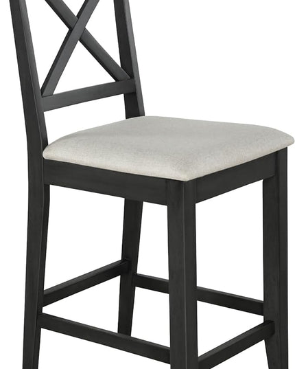 NicBex Dining Table for 4 Small Kitchen Table Set for 4 Solid Wood Farmhouse Counter Height Dining Table Set with 3-Tier Storage Shelves, Upholstered Dining Chairs for 4, Gray - LeafyLoom