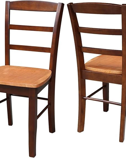 International Concepts Pair of Madrid LadderBack Chairs, Cinnamon/Espresso - LeafyLoom
