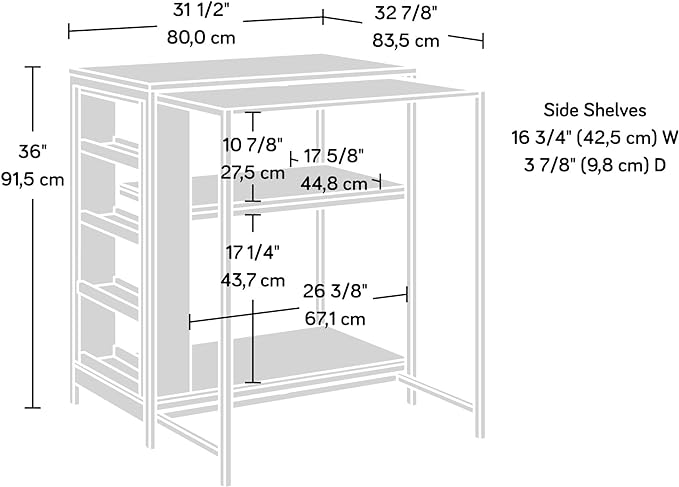 Sauder Miscellaneous Storage Kitchen Island, L: 31.50" x W: 32.88" x H: 36.00", White Finish - LeafyLoom