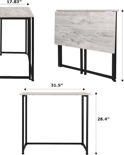 Leopard Outdoor Products Folding Computer Desk for Small Spaces, Space-Saving Home Office Desk, Foldable Computer Table, Laptop Table, Writing Desk, Compact Study Reading Table (Black/Greige) - LeafyLoom
