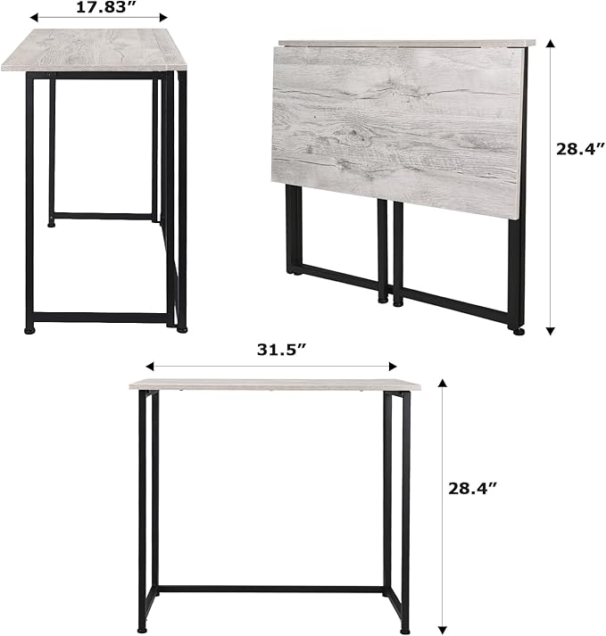 Leopard Outdoor Products Folding Computer Desk for Small Spaces, Space-Saving Home Office Desk, Foldable Computer Table, Laptop Table, Writing Desk, Compact Study Reading Table (Black/Greige) - LeafyLoom