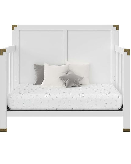 Baby Relax Miles 5-in-1 Convertible Crib, Nursery Furniture, Classic White - LeafyLoom