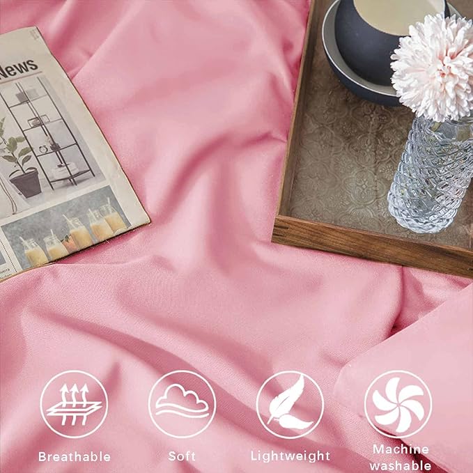 ETDIFFE Pink Queen Size Comforter, 3 Piece Aesthetic Modern Bedding Set - Soft & Lightweight All Season Microfiber Down Alternative Bed Comforter with 2 Pillow Shams for Women Girls - LeafyLoom