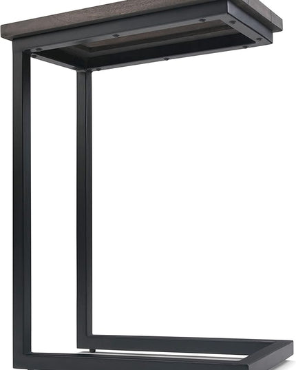 SIMPLIHOME Skyler SOLID MANGO WOOD and Metal 18 Inch Wide Rectangle C Side Table in Walnut Brown, Fully Assembled, For the Living Room and Bedroom - LeafyLoom