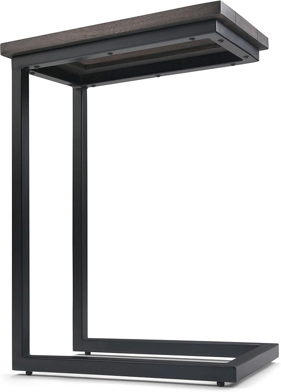SIMPLIHOME Skyler SOLID MANGO WOOD and Metal 18 Inch Wide Rectangle C Side Table in Walnut Brown, Fully Assembled, For the Living Room and Bedroom - LeafyLoom