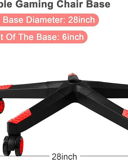 28 inch Nylon Gaming Chair Base Replacement with 5 Casters, Heavy Duty Office Chair Base Part - LeafyLoom