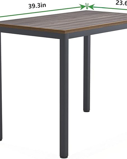 Need Small Desk, 39.4 inches Sturdy Writing Desk for Small Spaces, Small Computer Desk Teens Desk Study Table Laptop Desk Home Ofice Desk, Black Metal Frame, Walnut - LeafyLoom