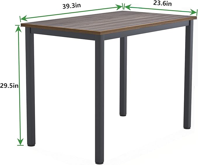 Need Small Desk, 39.4 inches Sturdy Writing Desk for Small Spaces, Small Computer Desk Teens Desk Study Table Laptop Desk Home Ofice Desk, Black Metal Frame, Walnut - LeafyLoom