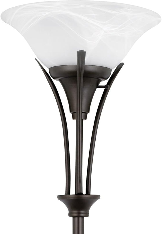 Globe Electric 63361 Gatineau 70" Floor Lamp, Dark Bronze Finish, Alabaster Glass Shade, 0 - LeafyLoom