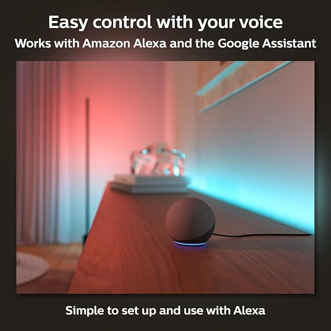 Philips Hue Indoor 6-Foot Smart LED Light Strip Base Kit with Plug - Flowing Multicolor Effect - 1 Pack - Control with Hue App - Works with Alexa, Google Assistant and Apple HomeKit PhilipsHue