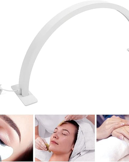 LED Half Moon Light, 25W Desktop LED Light 3000K to 6500K Desktop Beauty Lamp LED Half Moon Light Half Moon Beauty Lamp Half Moon Shaped Adjust Brightness Eyelash Beauty Lamp, White half moon light - LeafyLoom
