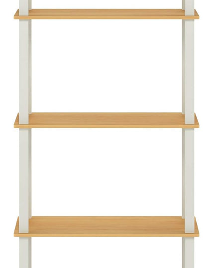 Furinno Turn-N-Tube 5-Tier Multipurpose Shelf / Display Rack / Storage Shelf / Bookshelf, Square Tubes, Beech/White - LeafyLoom