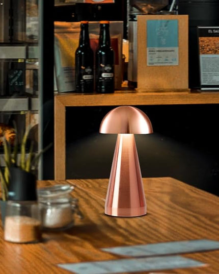 Cordless Metal Desk Lamp, Touch Sensor Control LED Table Lamp,3 Color Stepless Dimmable Battery Powered Lamp (Rose Gold) - LeafyLoom