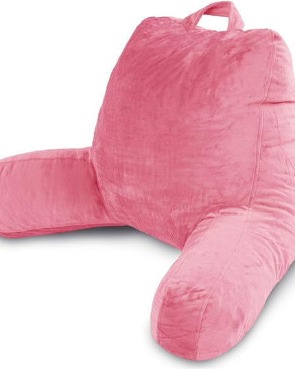 Milliard Reading Pillow with Shredded Memory Foam, Large Adult Backrest with Arms, Back Support for Sitting Up in Bed with Washable Cover (Sit up Pillow) Pink - LeafyLoom
