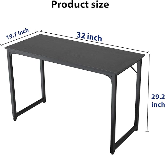 Foxemart Modern Small Computer Desk, 32 Inch, Sturdy Laptop Study Desk Table for Home Office, Black - LeafyLoom