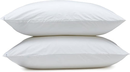 Amazon Basics Down Alternative Bed Pillows and Pillow Protector Case 2-Piece Set, Medium Density, Standard - Pack of 2, White, 26"L x 20"W - LeafyLoom