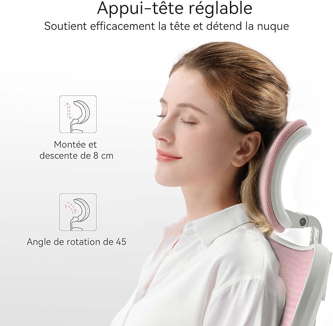 SIHOO M18 Ergonomic Office Chair, Computer Desk Chair with Adjustable Headrest and Lumbar Support, High Back Executive Swivel Chair for Home Office (Light Pink) - LeafyLoom