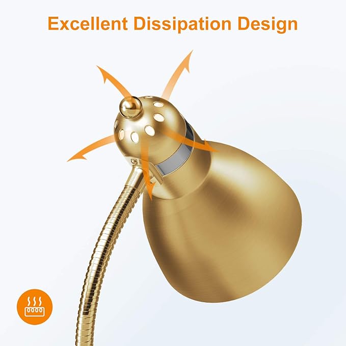 LEPOWER Floor Lamp, Metal Standing Lamp with Adjustable Gooseneck, Heavy Metal Base, Reading Pole Lamp for Office, Golden Floor Lamps for Bedroom, Living Room - LeafyLoom