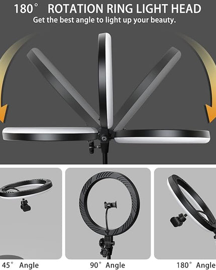 Video Conference Lighting for Laptop Computer, 10.5'' Selfie Ring Light with Stand and Phone Holder for Remote Working, Zoom Meeting Calls, Webcam Lighting, Live Streaming, Video Recording - LeafyLoom
