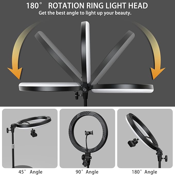 Video Conference Lighting for Laptop Computer, 10.5'' Selfie Ring Light with Stand and Phone Holder for Remote Working, Zoom Meeting Calls, Webcam Lighting, Live Streaming, Video Recording - LeafyLoom