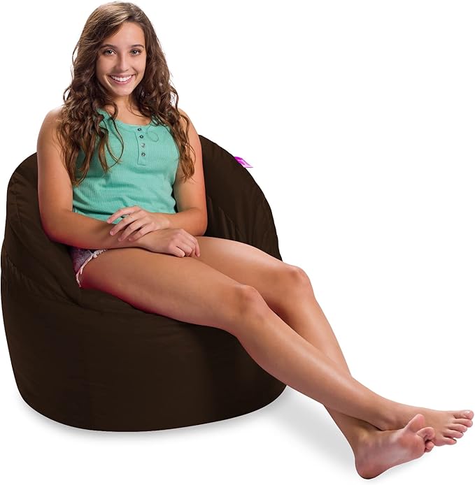 Posh Creations Structured Comfy Bean Bag Chair for Gaming, Reading, and Watching TV, Sonoma Lounge, Microsuede - Chocolate - LeafyLoom