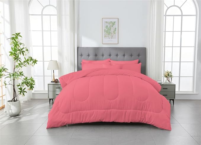 3 Piece Solid Color All Season Bedding Comforter Set Microfiber Soft Lightweight Bedding Set for Kids Teens Adults Room Decor with 1 Comforter and 2 Pillowcases King - LeafyLoom