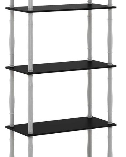 Furinno Turn-N-Tube 5-Tier Multipurpose Shelf / Display Rack / Storage Shelf / Bookshelf, Classic Tubes, Black/Grey - LeafyLoom