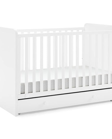 GAP babyGap Graham 4-in-1 Convertible Crib with Storage Drawer - Greenguard Gold Certified, Bianca White - LeafyLoom