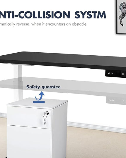 AIMEZ0 Dual Motor Electric Sit Stand Desk Standing Desk Frame Adjustable Height 27.4-45.6 inches Motorized Standing Computer Desk for Home and Office (White Frame only) - LeafyLoom