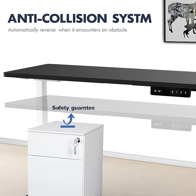 AIMEZ0 Dual Motor Electric Sit Stand Desk Standing Desk Frame Adjustable Height 27.4-45.6 inches Motorized Standing Computer Desk for Home and Office (White Frame only) - LeafyLoom