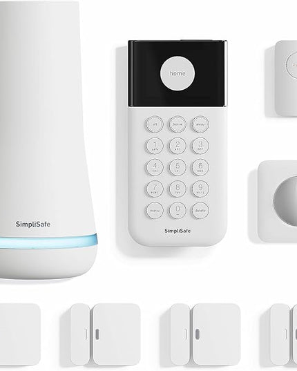 SimpliSafe 8 Piece Wireless Home Security System - Optional 24/7 Professional Monitoring - No Contract - Compatible with Alexa and Google Assistant , White SimpliSafe%C2%AE