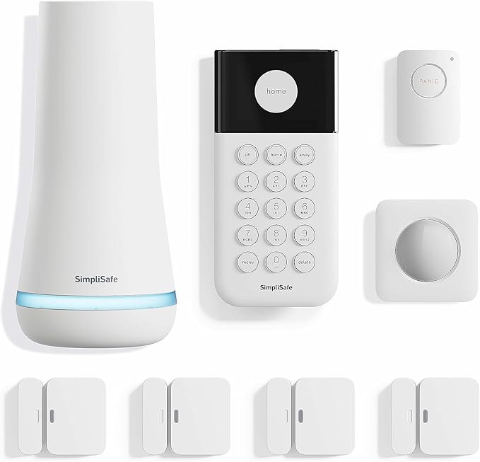 SimpliSafe 8 Piece Wireless Home Security System - Optional 24/7 Professional Monitoring - No Contract - Compatible with Alexa and Google Assistant , White SimpliSafe%C2%AE