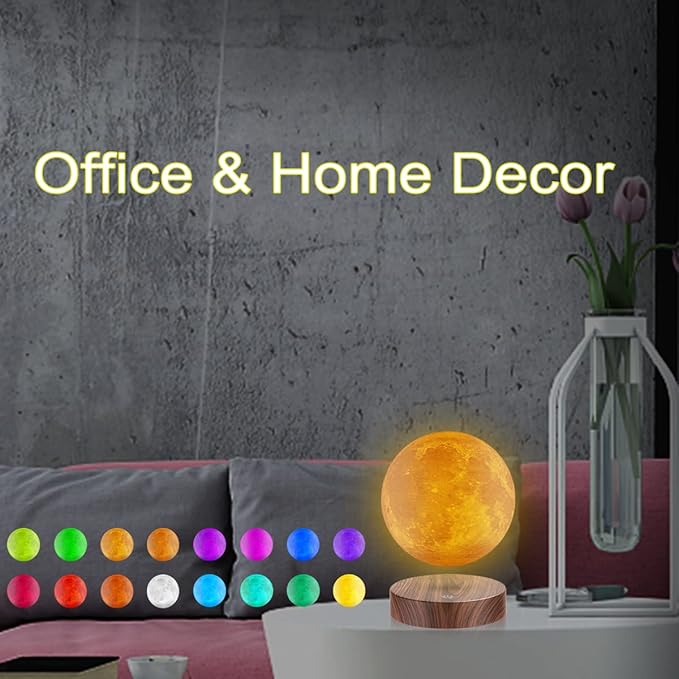 VGAzer Levitating Moon Lamp, Floating and Spinning 3D Moon Light 16 Colors Model ,Gifts for Women,Thanksgiving Christmas Gifts for Kids,Friends - LeafyLoom