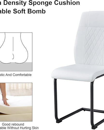 NicBex Dining Chairs Set of 6 Modern Faux Leather High Back Dining Room Kitchen Chairs with Black Metal Legs,Side Chairs for Dining Room, Kitchen,Living Room, and Restaurants,White - LeafyLoom