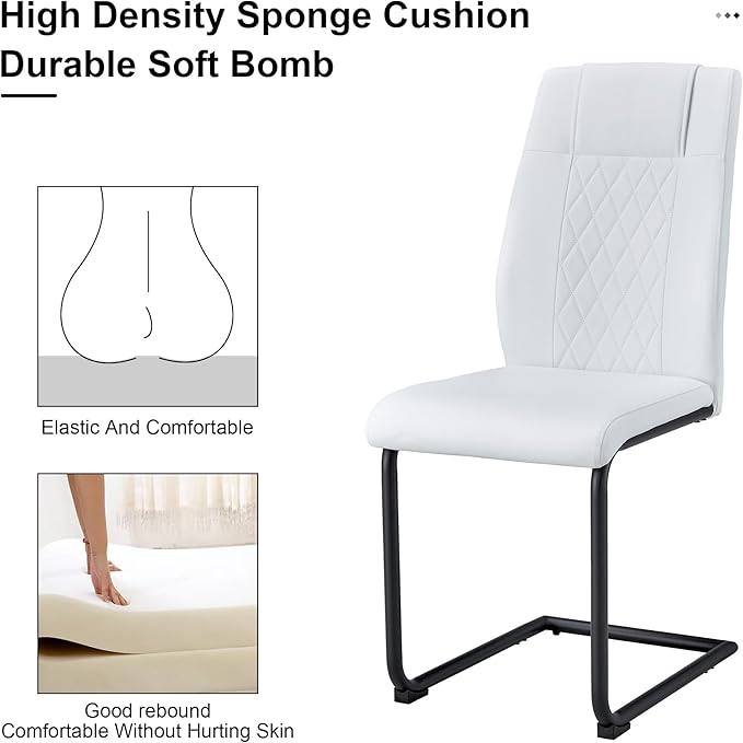 NicBex Dining Chairs Set of 6 Modern Faux Leather High Back Dining Room Kitchen Chairs with Black Metal Legs,Side Chairs for Dining Room, Kitchen,Living Room, and Restaurants,White - LeafyLoom
