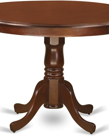 East West Furniture HLDU5-MAH-LC 5 Piece Kitchen Table Set for 4 Includes a Round Dining Room Table with Pedestal and 4 Faux Leather Upholstered Dining Chairs, 42x42 Inch, Mahogany - LeafyLoom