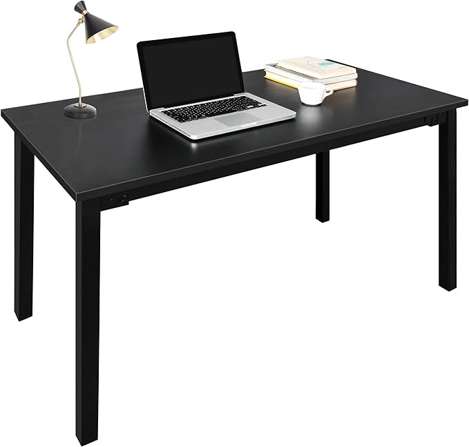 YSSOA 40/47 Inch Computer, Modern Simple Style Home Office, Study Student Writing, Vintage Wooden Desk, Black-Thickened - LeafyLoom