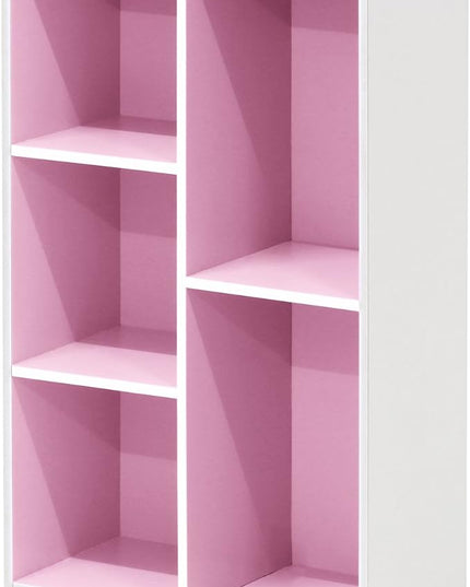 Furinno 5-Cube Reversible Open Shelf, White/Pink 11069WH/PI - LeafyLoom