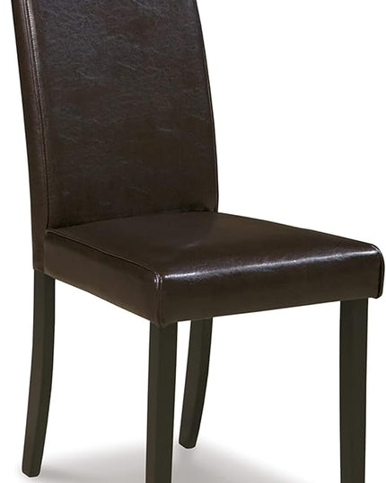 Signature Design by Ashley Kimonte Modern 19" Faux Leather Upholstered Armless Dining Chair, 2 Count, Dark Brown - LeafyLoom