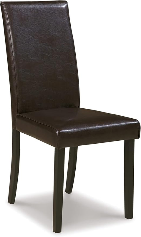 Signature Design by Ashley Kimonte Modern 19" Faux Leather Upholstered Armless Dining Chair, 2 Count, Dark Brown - LeafyLoom